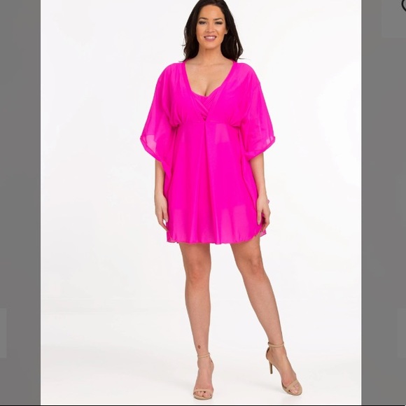 Tara Grinna Other - Tara Grinna V-Neck Kaftan Swim Cover Up Pink XL